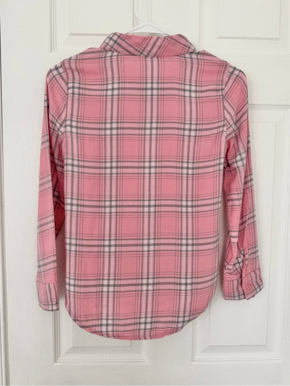 Girls Justice Lightweight Pink Plaid Flannel Button-Up Shirt